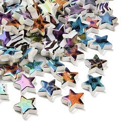 Звезда Радужные переливающиеся напечатанные непрозрачные акриловые бусины, смешанный стиль, звезда, 22x23.5x8 мм, отверстие : 2.5 мм