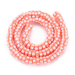Light Salmon Handmade Polymer Clay Beads Strands, for DIY Jewelry Crafts Supplies, Flat Round, Light Salmon, 6.8~8x3mm, Hole: 1.4mm, about 110~116pcs/strand, 15.75 inch(40cm)
