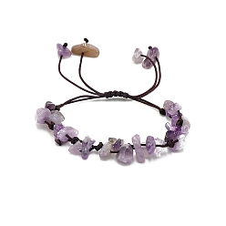 Lapis Lazuli Adjustable Natural Lapis Lazuli Chips Braided Bead Bracelet, Inner Diameter: 2-3/8 inch(6cm)