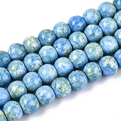 Темно-Голубой Выпечка краска бисер пряди, круглые, глубокое синее небо, 6~6.5 мм, отверстие : 1~1.2 мм, около 142~143 шт / нитка, 29.92~30.71 дюйм (76~78 см)