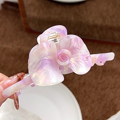 Бледно-Розовый Заколки для волос с когтями из ацетата целлюлозы (смола), цветок, заколка для волос для женщин и девочек, розовый жемчуг, 130x56 мм