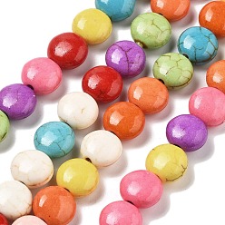 (52) Непрозрачная лаванда Синтетических нитей бирюзовые бусы, окрашеные, плоско-круглые, разноцветные, 10~10.5x5.5~6 мм, отверстие : 1.8 мм, около 40 шт / нитка, 14.96'' (38 см)