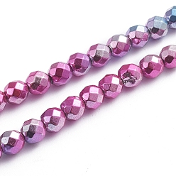 Rainbow Plated Electroplated Non-magnetic Synthetic Hematite Beads Strands, Full Plated, Round, Faceted, Multi-color Plated, 6mm, Hole: 1.2mm, about 58 pcs/strand, 13.39 inch(34cm)
