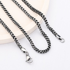 Черный Цвет Металла 2.5мм 304 ожерелья из нержавеющей стали с цепочкой из пшеницы, полированный, металлический черный , 23.90 дюйм (60.7 см)