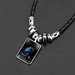 Водолей Ожерелья из сплава, стекла и искусственной кожи с подвесками, прямоугольник с рисунком созвездия, Водолей, 19.69 дюйм (50 см)