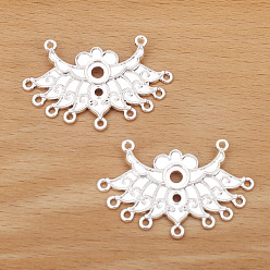 Серебро Сплав ссылки люстра компонент, цветок, серебряные, 45x30 мм, 30 шт / комплект