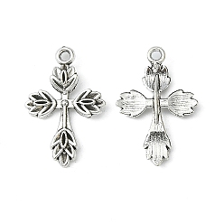 Античное Серебро Тибетский стиль сплава готические подвески, крестик, без кадмия и без свинца, античное серебро, 25x16x2 мм, отверстие : 2 мм