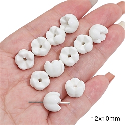 Цветок 5шт. фарфоровые бусины ручной работы, белые, цветок, 12x10 мм