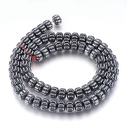 Couleur Originale Non-magnétiques brins de perles d'hématite synthétique, polie, perles ondulées, citrouille, couleur d'origine, 8x5.5mm, Trou: 1mm, Environ 70~73 pcs/chapelet, 15.9 pouce (40.5 cm)