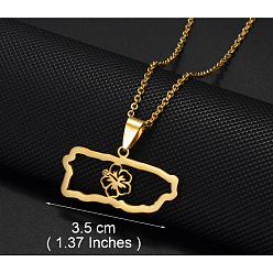 Map 304 подвески из нержавеющей стали в стиле Пуэрто-Рико, золотые, карта с цветком, 17.72 дюйм (45 см), Кулон : длиной 35 мм 