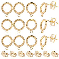 Echt 18 k vergoldet 20pcs Ohrstecker aus Messing, langlebig überzogen, Ring, Nickel frei, mit 20 Stk. Ohrmuttern, echt 18 k vergoldet, 11x9 mm, Bohrung: 1.2 mm, Stift: 0.8 mm