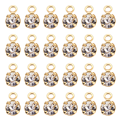 Настоящее золото 18K 60шт. латунные подвески со стразами, без никеля , реальный 18 k позолоченный, 5.5x3.5x2.5 мм, отверстие : 1 мм
