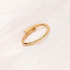 Настоящее золото 18K 304 открытые манжеты из нержавеющей стали для женщин, бамбук, ионное покрытие (ip), реальный 18 k позолоченный, 1.5 мм, внутренний диаметр: 17.2 мм