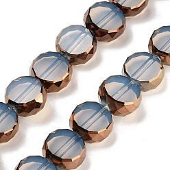 Прозрачный Стеклянные бусины, имитация нефрита , плоские rounnd, граненые, прозрачные, 9.5~10x3.5~4 мм, отверстие : 1.4 мм, около 40 шт / нитка, 14.09~14.49'' (35.8~36.8 см)