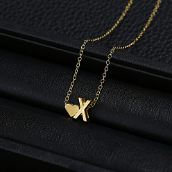 Letter X Ожерелья из сплава с подвеской в виде сердца и буквы для женщин, золотые, Письмо X, 15.75 дюйм (40 см)