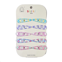 Teardrop 10 шт. 5 цвета, узор в клетку, эпоксидная смола, заколка для волос, с железным зажимом, аксессуары для волос для девочек, слеза, 14x49x4 мм, 2 шт / цвет