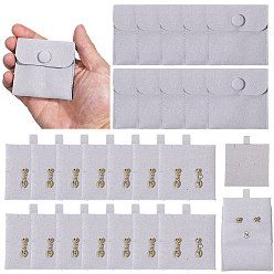 Светло-серый 24 шт. квадратные бархатные мешочки для хранения ювелирных изделий, с 24шт. карточек для демонстрации ювелирных изделий из микрофибры, светло-серый, мешок: 6.5x6.5x0.2~1 см