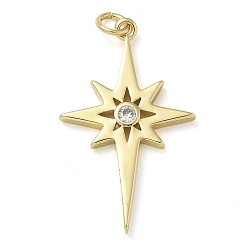 Настоящее золото 18K Стойка металлическая латунная микропрофилированная кубическая циркония подвески, долговечный, без свинца и без кадмия, талисманы северной звезды, с целью перехода в кольце, реальный 18 k позолоченный, 30.5x18.5x2.5 мм, отверстие : 3 мм