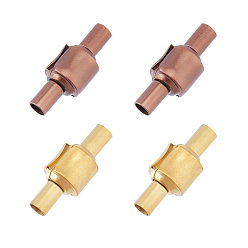 (52) Непрозрачная лаванда 4 шт. 2 цвета ионное покрытие (IP) 304 европейские застежки из нержавеющей стали с концами шнура, колонка, разноцветные, 21x8 мм, отверстие : 3 мм, 2 шт / цвет