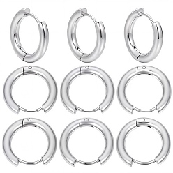 Нержавеющая Сталь Цвет 12 пары 202 серег-колец Huggie Hoop из нержавеющей стали с 316 штифтами из хирургической нержавеющей стали, цвет нержавеющей стали, 10 датчик, 14.5x14x2.5 мм, штифты : 1 мм