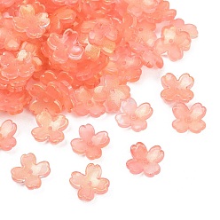 Коралловый Двухцветные прозрачные колпачки для стеклянных бусин, 4-лепестков цветка, с блеском порошок, коралл, 13x13x4.5 мм, отверстие : 1.2 мм, Около 1370 шт / 1000 г