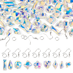 (52) Непрозрачная лаванда Комплекты для изготовления сережек, включая стеклянные подвески и бусы, латунные крючки для сережек и открытые соединительные кольца из сплава, разноцветные