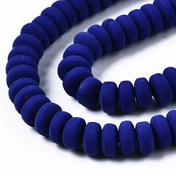 Темно-Синий Полимерной глины ручной работы бисер нитей, для поделок ювелирных изделий, плоско-круглые, темно-синий, 6~7x3 мм, отверстие : 1.5 мм, около 113~116 шт / нитка, 15.55 дюйм ~ 16.14 дюйм (39.5~41 см)