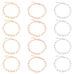 (52) Непрозрачная лаванда Браслеты-цепочки из сплава, с карабин-лобстерами , без кадмия и без свинца, разноцветные, 8-1/8 дюйм (20.5 см), 12 шт / коробка