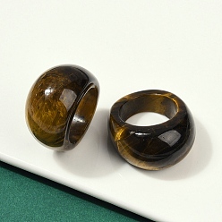 Тигровый глаз Кольца из натурального тигрового глаза для унисекс, 15.5 мм, внутренний диаметр: 18 мм