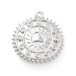 Platinum Brass Micro Pave Clear Cubic Zirconia Pendants, Long-Lasting Plated, Gear, Platinum, 23x20.5x2.5mm, Hole: 1.2mm