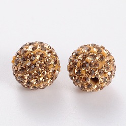 Light Smoked Topaz Grade A Rhinestone Pave Disco Ball Beads, for Unisex Jewelry Making, Round, Light Smoked Topaz, 8mm, Hole: 1mm