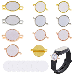 Плоский Круглый 12 сумки 3 цветные сплавы термопереводные ремешки для часов аксессуары, с листом поиска, плоско-круглые, 18x25.5x6 мм, внутренний диаметр: 22.5x3.5 мм, 4 сумки / цвет