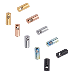 Rainbow Color PVD Vacuum Plating 304 Stainless Steel Cord Ends, End Caps, Column, Rainbow Color, 7.5x3mm, Hole: 1.5mm, Inner Diameter: 2.5mm, 5 colors, 8pcs/color, 40pcs/box