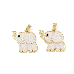 Настоящее золото 18K Латунные микро проложить кубического циркония подвески, без кадмия и без свинца, с эмалью, Слон прелести, реальный 18 k позолоченный, 18x19.5x2 мм, отверстие : 4.5x2.5 мм