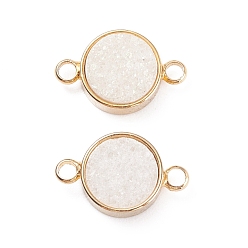 Кремово-белый Гальванические соединители из натурального агата друзы, с латунной фурнитурой , плоско-круглые, золотые, кремово-белые, 15x9x4 мм, отверстие : 2 мм
