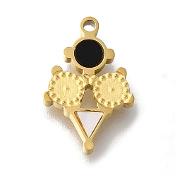 Золотой Ионное покрытие (ip) 304 подвески для ручной полировки из нержавеющей стали, с акриловой, треугольник и плоский круглый, золотые, 15x9.5x2 мм, отверстие : 1.2 мм