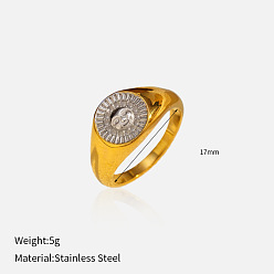 Солнце 304 палец кольца из нержавеющей стали, настоящее золото и нержавеющая сталь, вакуумное покрытие pvd, солнце, размер США 8 (18.1 мм)