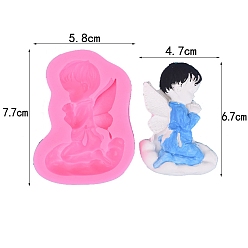 Angel & Fairy DIY Silicone Molds, Fondant Molds, Resin Casting Molds, for Chocolate, Candy, UV Resin & Epoxy Resin Craft Making, Hot Pink, Angel & Fairy, 77x58x12mm