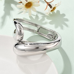 Платина Браслеты из сплава на петлях для женщин, слеза, платина, внутренний диаметр: 2-1/8 дюйм (5.5 см) x 2-1/2 дюйм (6.4 см)