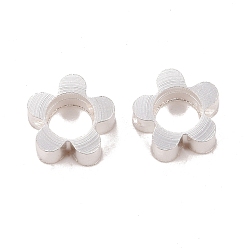 Посеребрённый Обшивка стойки экологически чистыми латунными рамками для бусин, без свинца и без кадмия, долговечный, , полые цветок, 925 серебро покрытием, 8x8x3 мм, отверстие : 2 мм