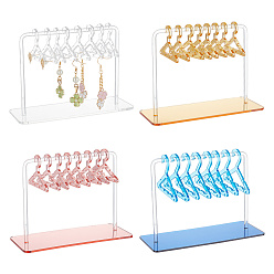 (52) Непрозрачная лаванда 4 комплекты 4 цветные акриловые подставки для серег, органайзер для сережек в форме вешалки с 8 мини-вешалками, разноцветные, готовое изделие: 14.95~15x5.95~6.5x10.5~10.9 см, 1 набор / цвет