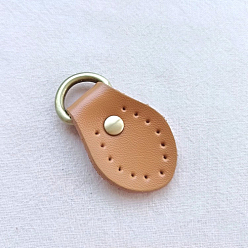 Sandy Brown Cattlehide Zipper Heads, Leather Zipper Pullers, for Boot, Jacket, Luggage Handbags, Bags, Purse, Jacket Repairing, Sandy Brown, 4.5x2.5cm, Hole: 13mm