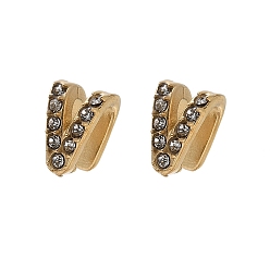 Настоящее золото 18K 304 нержавеющей стали ледоруб прижимные поручительств, с кристально горный хрусталь, реальный 18 k позолоченный, 7x4.5x5.5 мм, штифты : 1 мм