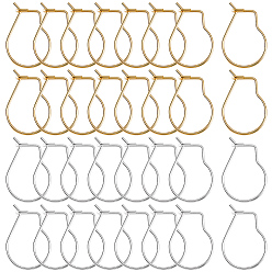 Золотой & Серебряный 80 шт. 2 цвета 304 фурнитура для сережек-колец из нержавеющей стали, провода почек, золотой и серебряный, 20 датчик, 18x13x0.8 мм, штифты : 0.8 мм, 40 шт / цвет