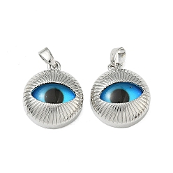 Платина Латунь стекло кулоны, глаз, платина, 18x15x6 мм, отверстие : 2.4x4.3 мм