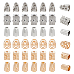 Mixed Color 60 Pcs 6 Styles Alloy Cord Ends, End Caps, Mixed Shapes, Mixed Color, 10pcs/style