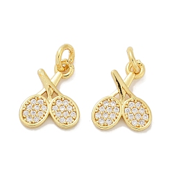 Золотой Латунные микро проложить кубического циркония подвески, теннисная ракетка, с целью перехода в кольце, стойки покрытие, прочное покрытие, без кадмия и без свинца, золотые, 13x11x1.5 мм, отверстие : 3 мм