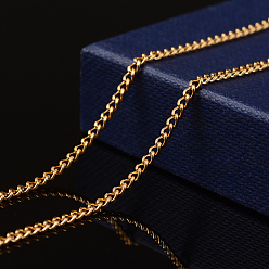 Золотой Ионное покрытие (ip) 304 бордюрные цепи из нержавеющей стали витые цепи, несварные, с катушкой, граненые, золотые, 3x2x0.6 мм, около 65.61 футов (20 м) / рулон