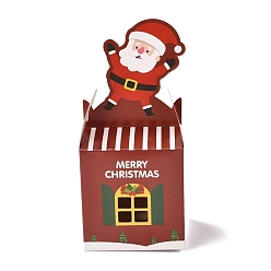Santa Claus Christmas Theme Paper Fold Gift Boxes, for Presents Candies Cookies Wrapping, Dark Red, Santa Claus, 8.5x8.5x19cm
