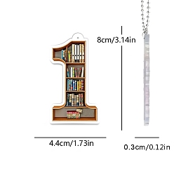 Разноцветный Акрил 1 подвесные украшения для книжной полки в форме цифр, для дома, автомобиля, сумки, подвесные украшения, красочный, 80x44 мм